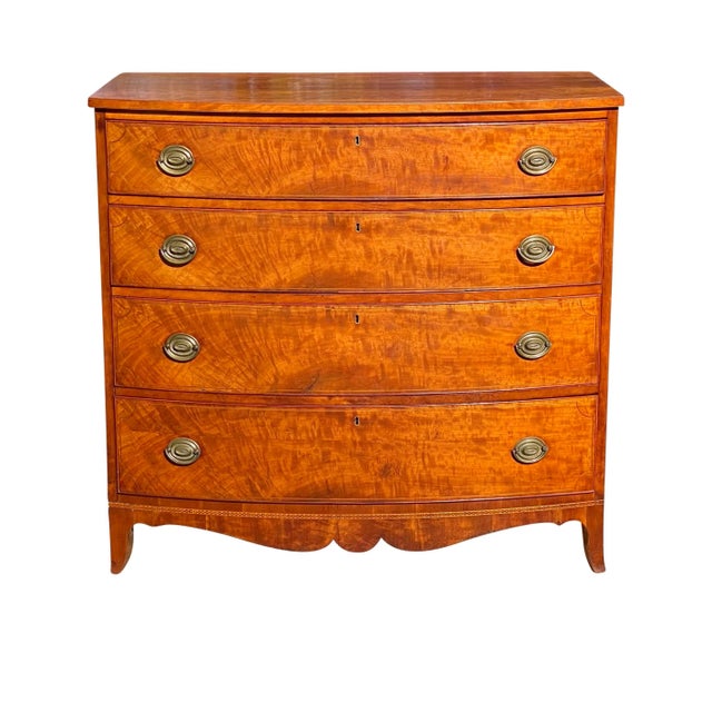 18th Century Antique Massachusetts Mahogany Bow Front Chest of Drawers For Sale - Image 13 of 13