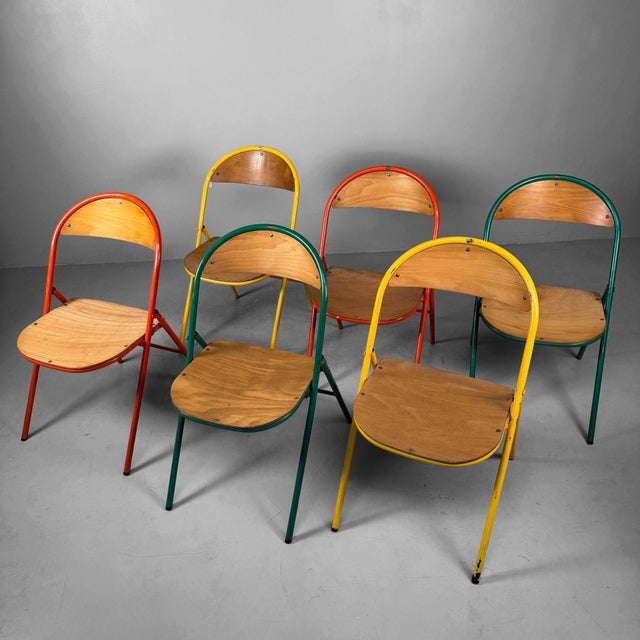 1970s Vintage Folding Chairs, 1970s, Set of 6 For Sale - Image 5 of 15