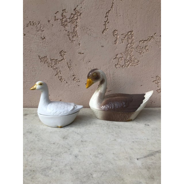 C.1950 Majolica Goose Tureen For Sale - Image 10 of 11