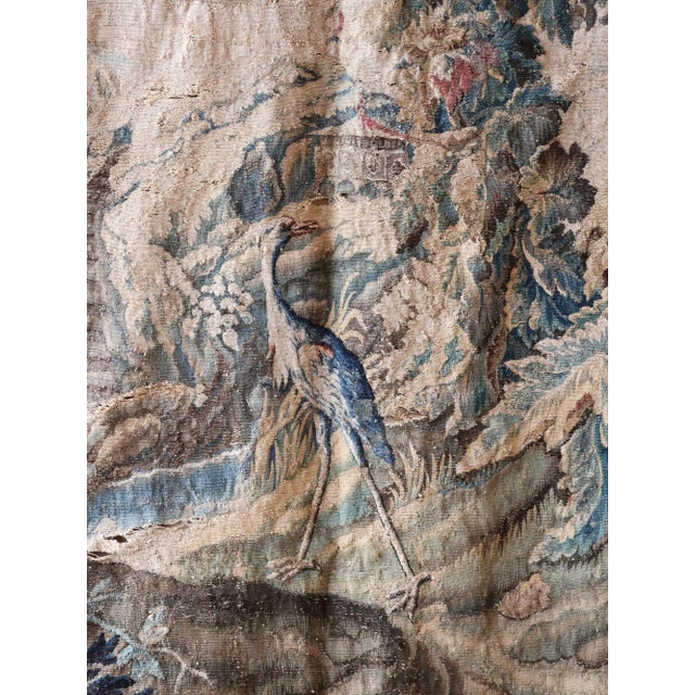 Brown Antique Tapestry with Classic Hunting Landscape Scene, 1700 For Sale - Image 8 of 10