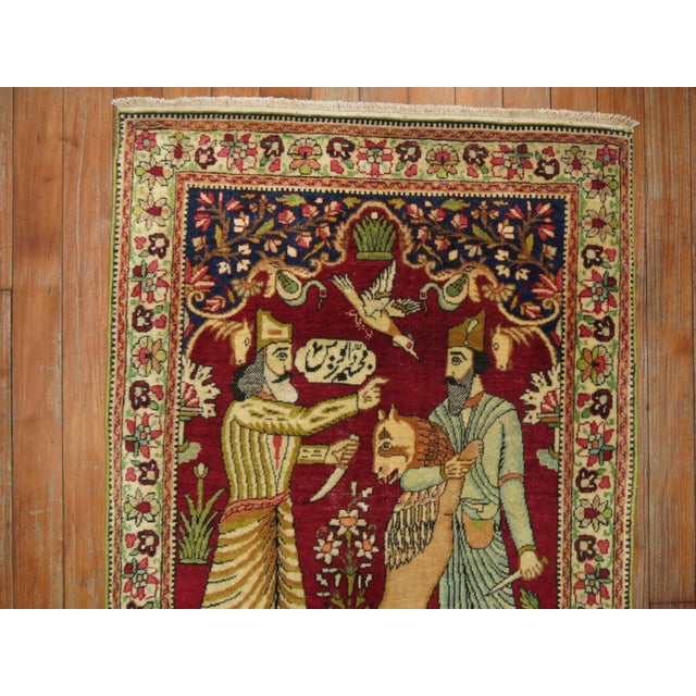 Botanical Persian Emperor Slaying Lavar Kerman Mat rug no. j1772 For Sale In New York - Image 6 of 7