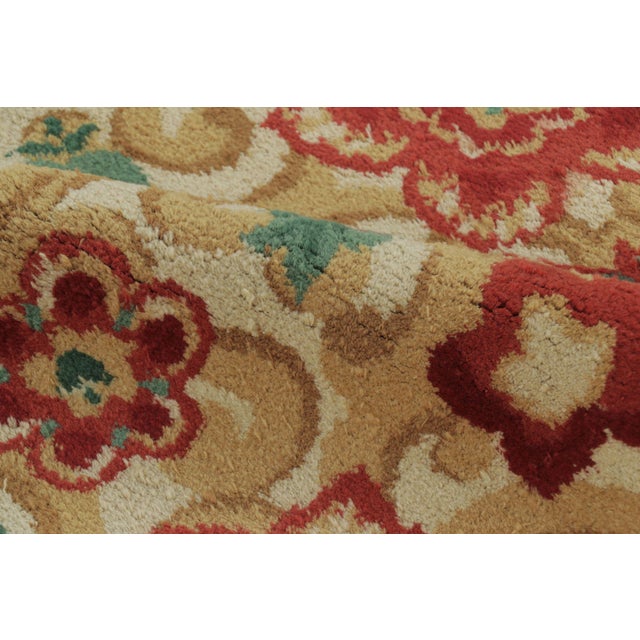 Signed Paule Leleu Vintage Art Deco Rug in Gold With Dense Florals - Rug & Kilim For Sale In New York - Image 6 of 9