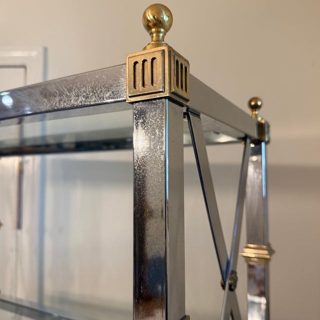 Vintage Hollywood Regency Chrome, Brass & Glass Étagère For Sale In Washington DC - Image 6 of 8