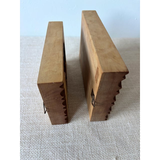 Mid 20th Century Pair Vintage German Folk Art Wood Springerle Mold Cookie Press - Rooster & Hen For Sale - Image 5 of 6