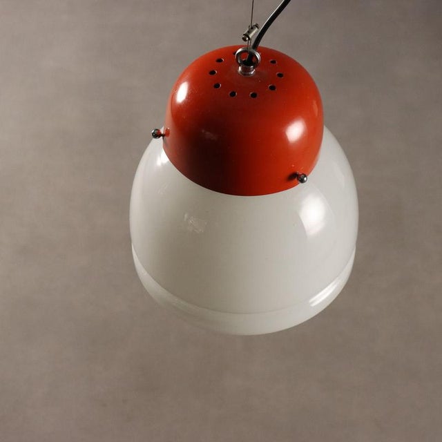 Red Vintage Lamp in Enamelled Aluminium and Glass, 1960s For Sale - Image 8 of 10