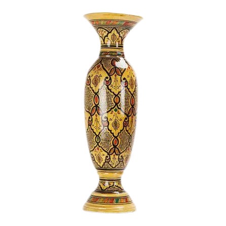 Vintage Moroccan Pottery Yellow Vase For Sale