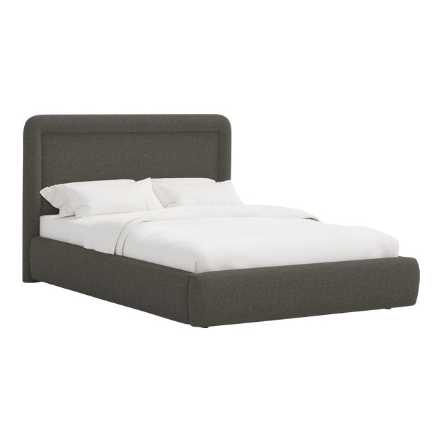 Stoffer Home x Cloth & Company Marisa Platform Bed in Textured Linen Charcoal - California King For Sale