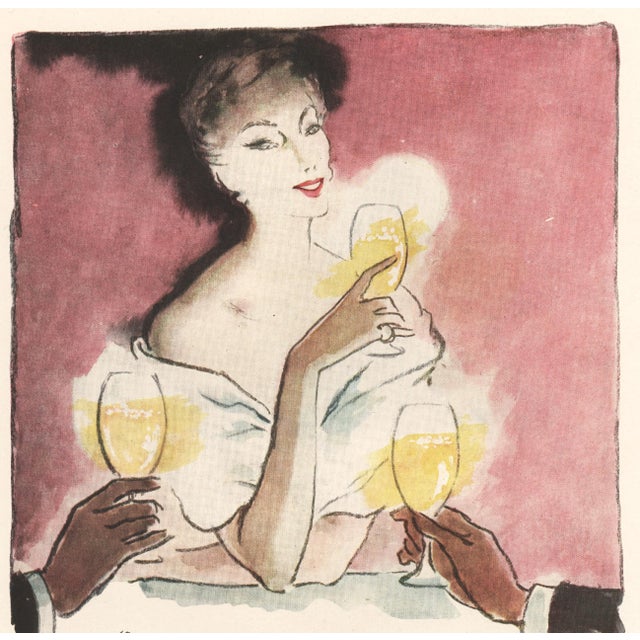 1948 Fench Mid-Century Champagne Alcohol Advertisement Print Matted For Sale - Image 4 of 4