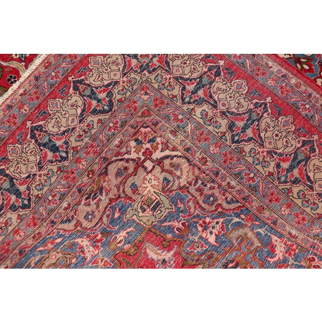 Vintage Persian Isfahan Rug With Red Field and Ivory Medallion Design For Sale - Image 13 of 13