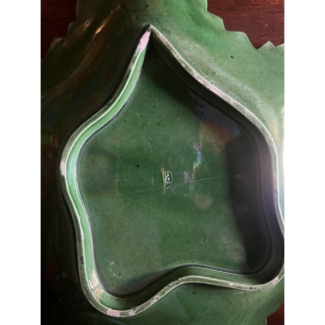 Antique Early 19th Century English Green Glazed Creamware Leaf Shaped Dish For Sale - Image 9 of 10