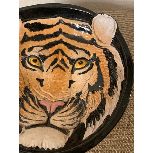 Late 20th Century Late 20th Century Italian Majolica Pottery Lion Bowl, Made in Italy For Sale - Image 5 of 10