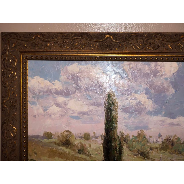 Late 20th Century Large Impressionistic European Village Landscape Oil Painting in Custom Gold Frame For Sale - Image 4 of 18