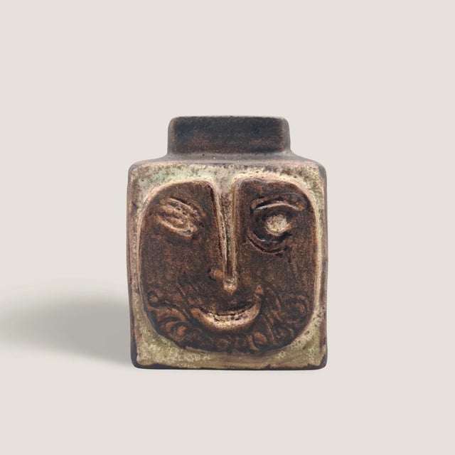 Mid-Century Modern Ceramic Vase with Face Motif by Helmut Schäffenacker, Germany, 1960s For Sale - Image 3 of 18