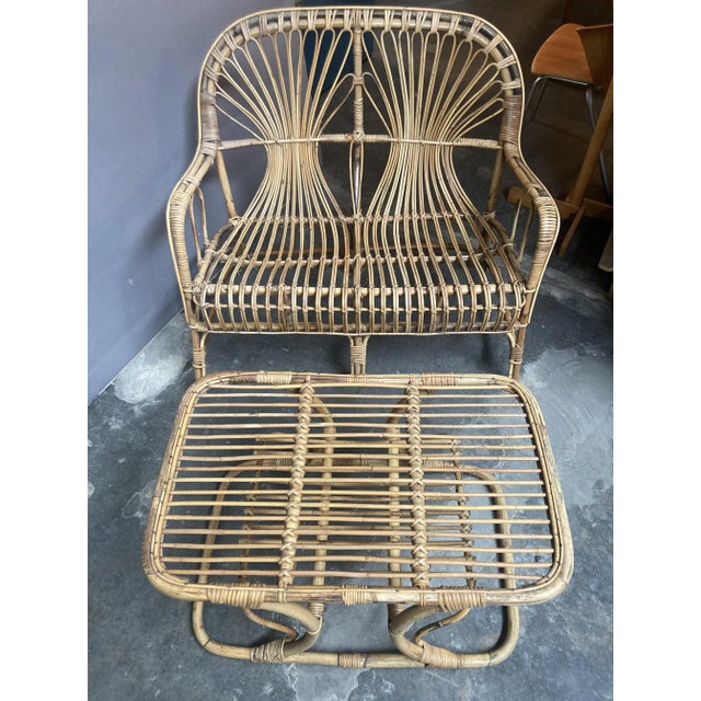 Rattan Loveseat and Table, 1950s, Set of 2 For Sale - Image 12 of 12