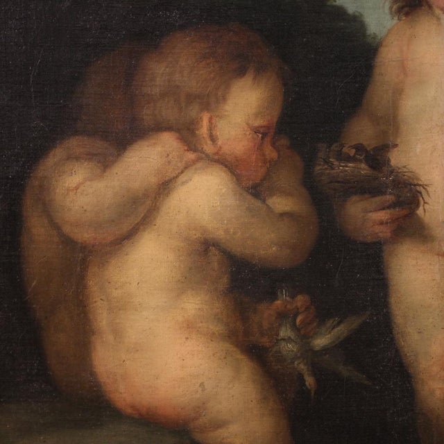 Unknown, Cherubs Game, 1760, Oil on Canvas, Framed For Sale - Image 8 of 17