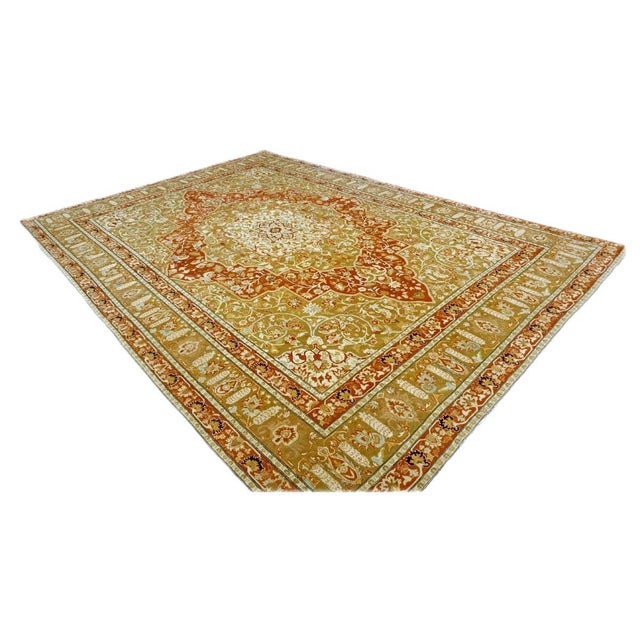 Early 21st Century Persian Farahan Wool 10X14 Ivory, Olive & Orange Handmade Area Rug #1143008 For Sale - Image 5 of 8