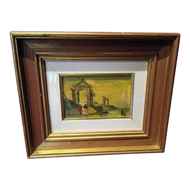 Early 19th Century Italian Coastal Ruin, Painting on Copper - 18th Century Capriccio Style For Sale