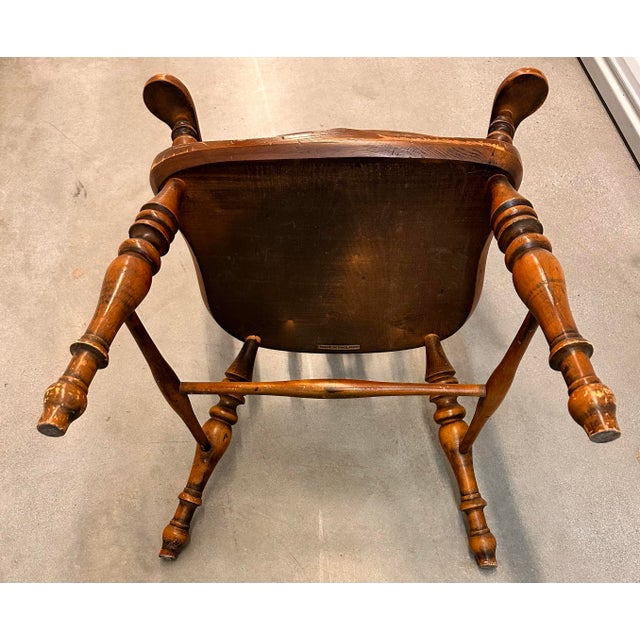 English Early 20th C Windsor Chair Pair Set of Two Elm Wood England Arms Antique Vintage For Sale - Image 3 of 18