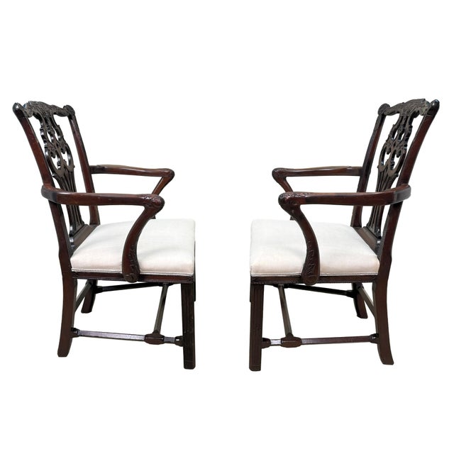 18th Century Chippendale Mahogany Carver Armchairs, 1760, Set of 2 For Sale - Image 4 of 17
