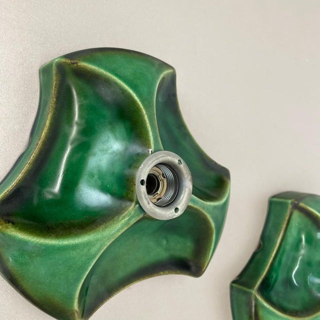 Metal Modernist Ceramic Fat Lava Wall Lights from Pan Ceramics, Germany, 1970s, Set of 2 For Sale - Image 7 of 15