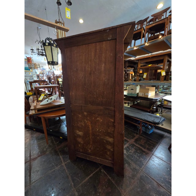 Arts & Crafts Liberty Style Oak Mission Armoire Hand Hammered Copper Accents For Sale - Image 10 of 13