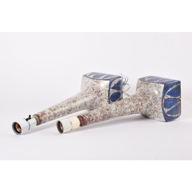 Blue Danish Table Lamps in Blue Glaze by Marianne Starck for MA&S 1960s, Set of 2 For Sale - Image 8 of 15