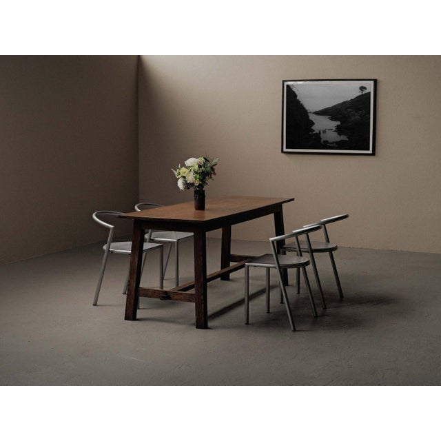 Brown Handcrafted Oak Table, France, 1960 For Sale - Image 8 of 12