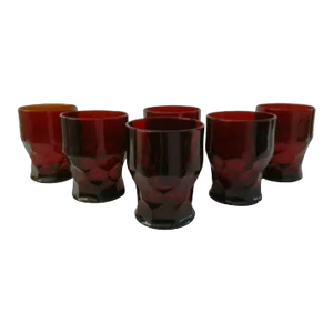 Mid-Century Viking Mosser Ruby Red Georgian Tumblers, Set of 6