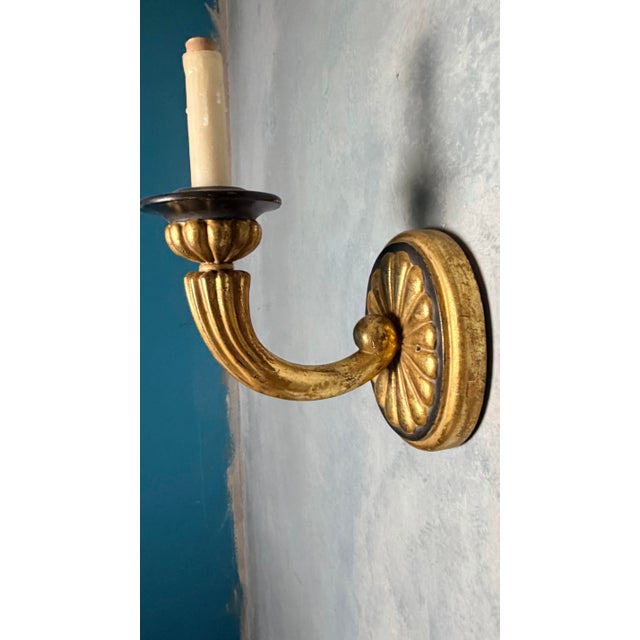 1950s 1950s Neoclassical Partial Gilt Sconces - a Pair For Sale - Image 5 of 8