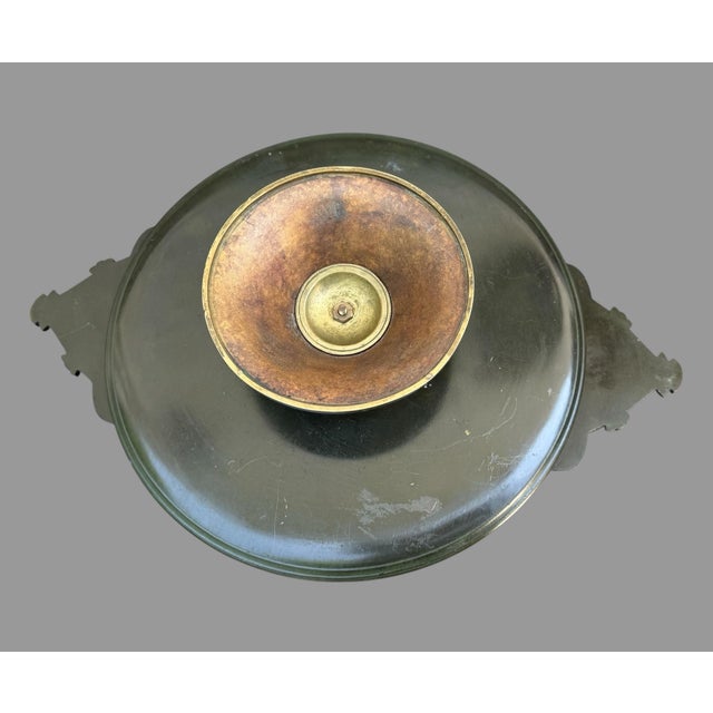 Antique Egyptian Revival Figural Embossed Bronze Footed Compote Tazza Bowl For Sale - Image 9 of 12