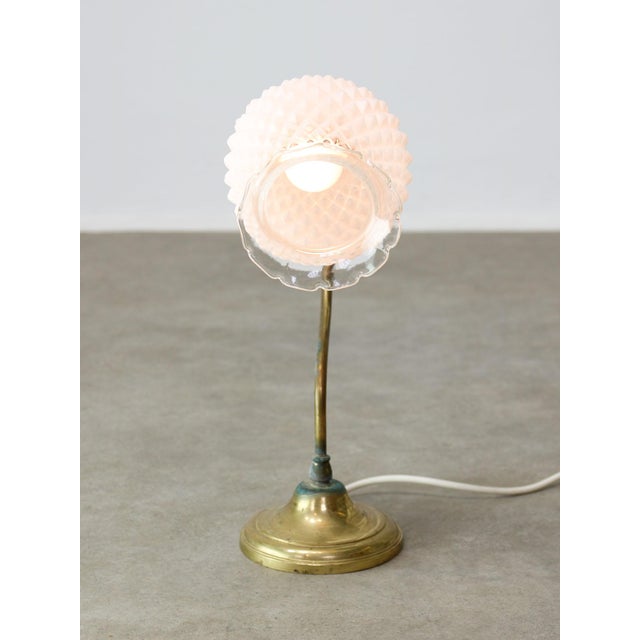 Mid-Century Italian Table Lamp in Brass and Etched Glass For Sale - Image 9 of 12