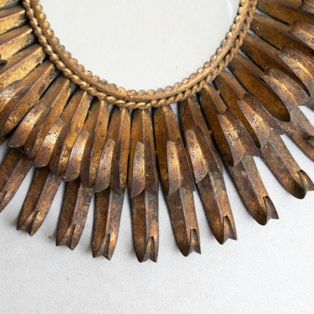 Mid-Century Modern Sunburst Mirror in Brass, 1960 For Sale - Image 6 of 11