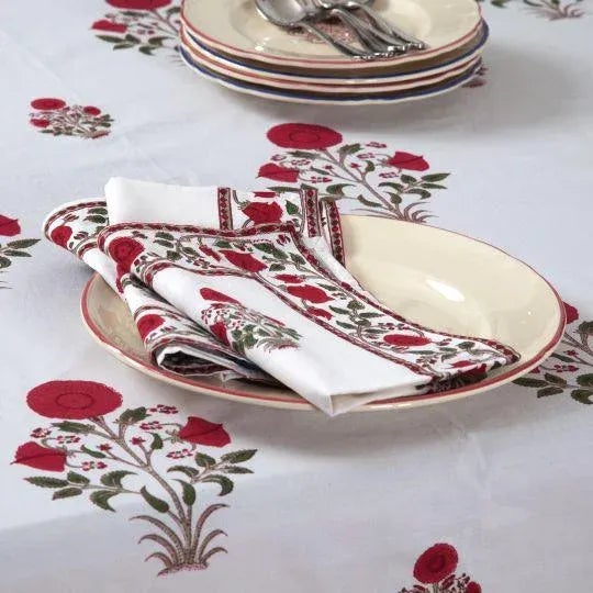 Indian Amaya Napkins, Red - a Pair For Sale - Image 3 of 5