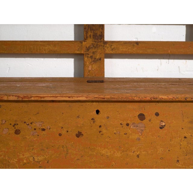 Plastic Vintage Painted Storage Bench in Pine, 1920 For Sale - Image 7 of 11