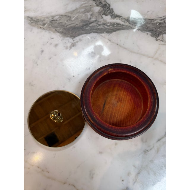 Wooden Lidded Box With Brass-Tone Mirror Top For Sale In Los Angeles - Image 6 of 7