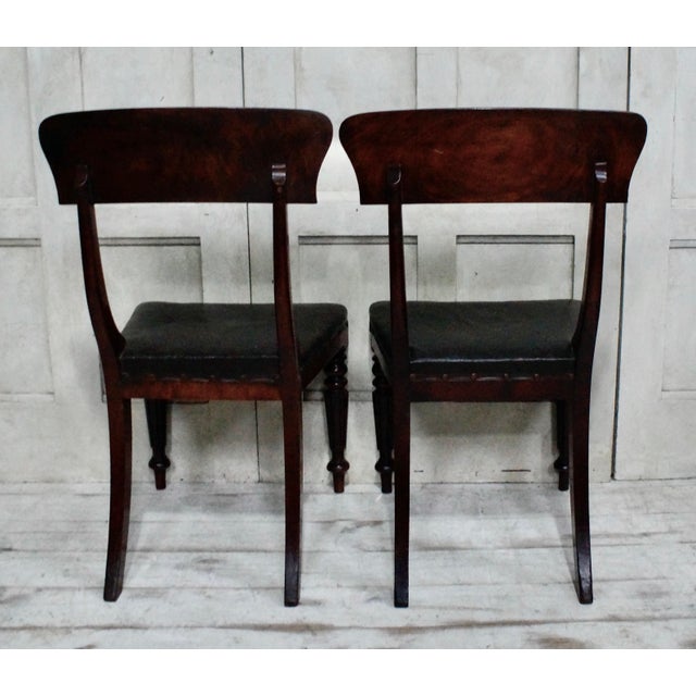 Early 19th Century Regency Dark Oak and Oilcloth Chairs, 1830, Set of 2 For Sale - Image 5 of 10