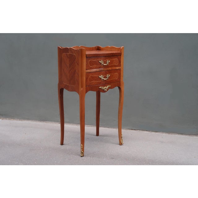 Wood French Antique Louis XV Style Side Table Nightstand For Sale - Image 7 of 11