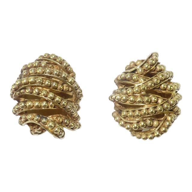 Vaubel Gold Plated Twisted Bead Earrings, 2012 For Sale