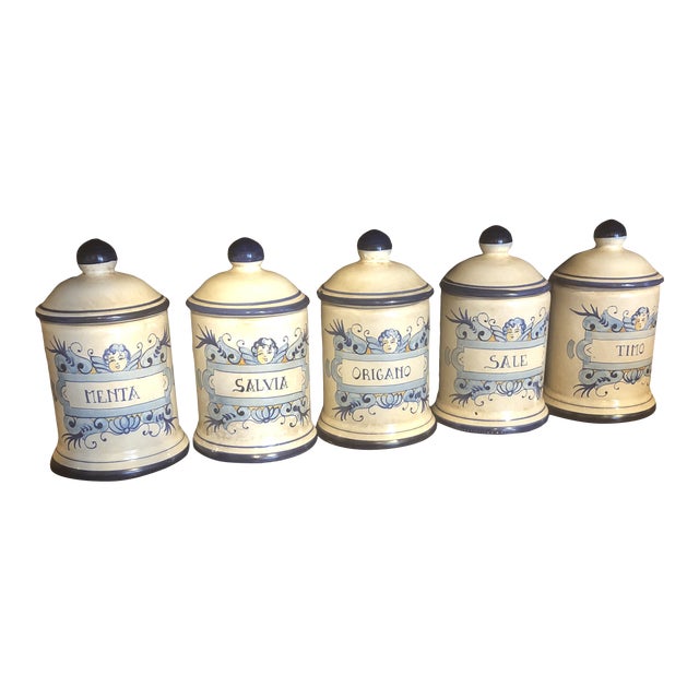 Italian Hand Painted Small Ceramic Canister Set of 5 Chairish