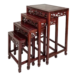 Early 20th Century Set of Four Chinese Hardwood Nesting Tables