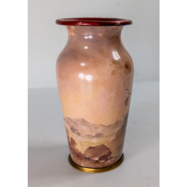 Late 19th Century 19th Century French Limoges Enamel Belle Epoque Vase With Figure For Sale - Image 5 of 9