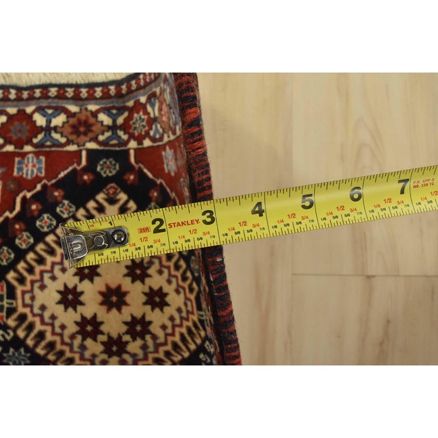 Blue Yalameh Rug 2’9” X 4′ Blue Wool Vintage Tribal Hand-Knotted Oriental Carpet For Sale - Image 8 of 10