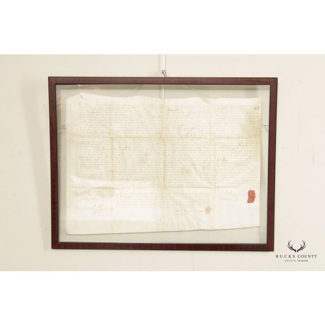 American Antique 18th Century Bucks County PA Indenture Deed, Custom Framed For Sale - Image 3 of 13