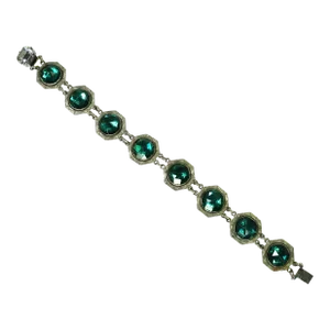 Vintage 1920s Art Deco Emerald Vauxhall Glass Bracelet