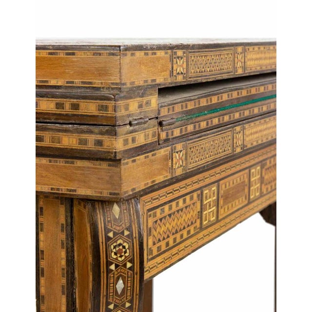 Wood Vintage Wood Game Table with Inlaid Design, Italy, Early 20th Century For Sale - Image 7 of 9