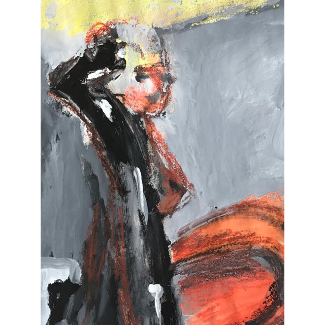 Gloria Dudfield Mixed Media "Figurative in Purple" For Sale - Image 4 of 7