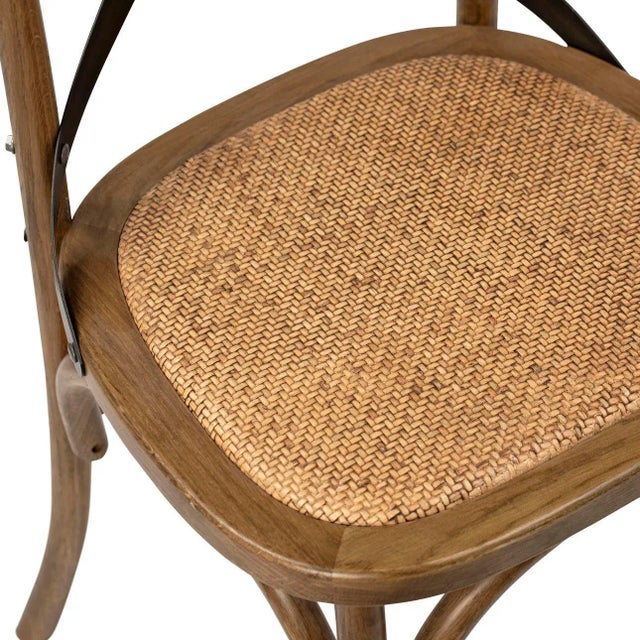 Black X Oak & Rattan Dining Chair For Sale In Los Angeles - Image 6 of 6