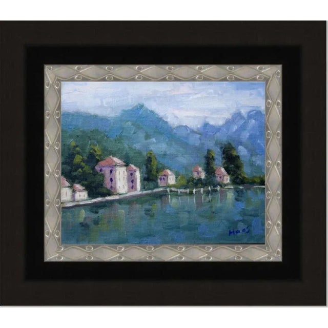 Lake Como Italy Original Oil Painting Landscape Wall Decor For Sale - Image 12 of 12