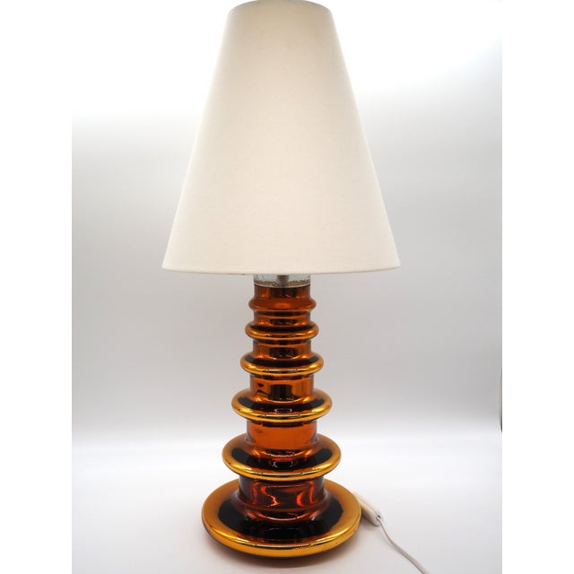 Vintage Swedish Copper Colored Glass Table Lamp by Gustaf Leek for Orrefors Glasbruk, 1960s For Sale - Image 14 of 14