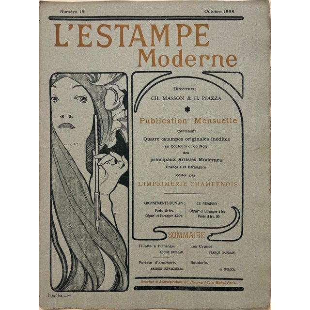 Alphonse Mucha, Cover for l'Estampe Moderne, October 1898, Lithograph For Sale - Image 9 of 9
